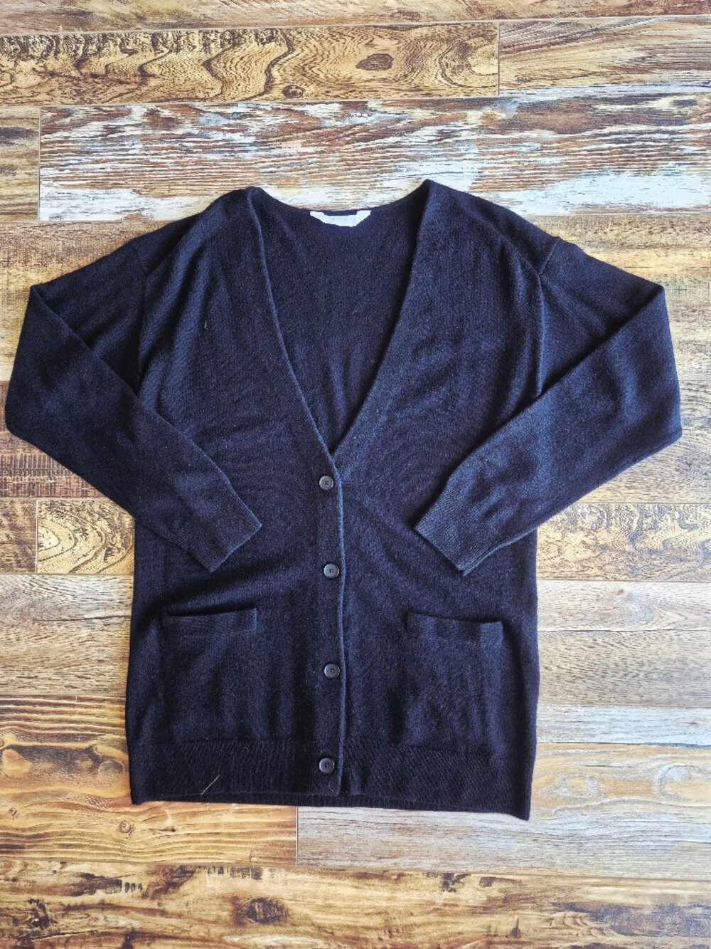 NWoT EVERLANE 100% Cashmere V-Neck Cardigan Button Pocket Black Women's S
